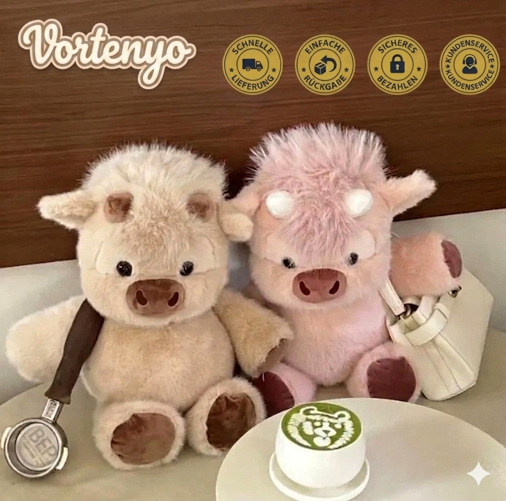 Vortenyo laufendes Highland-Cow Plüschtier